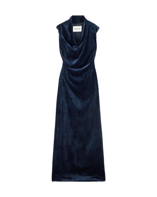 TOVE Blue Naeve Ribbed Maxi Dress