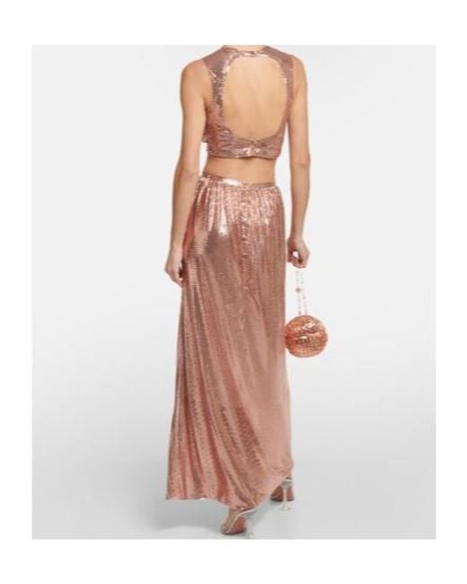 Rabanne Brown Metallic Mesh Top