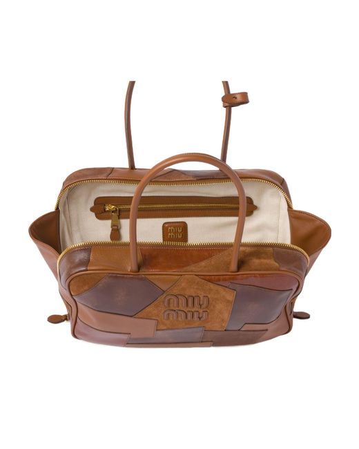 Miu Miu Brown Panelled Zipped Beau Bag
