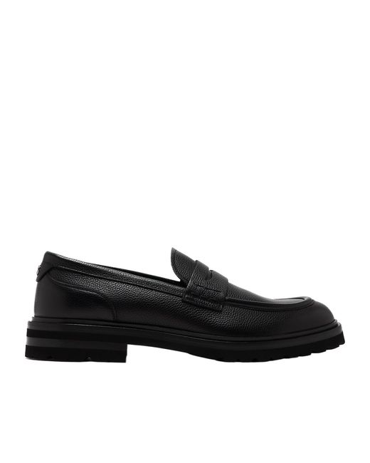 Dolce & Gabbana Black Almond Toe Penny Loafers for men