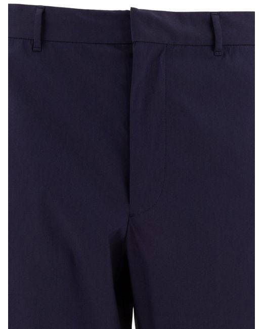 Prada Blue Logo Patch Straight-Leg Trousers for men