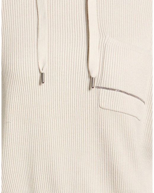 Brunello Cucinelli Natural Solid Color Knit Short-Sleeve Sweatshirt