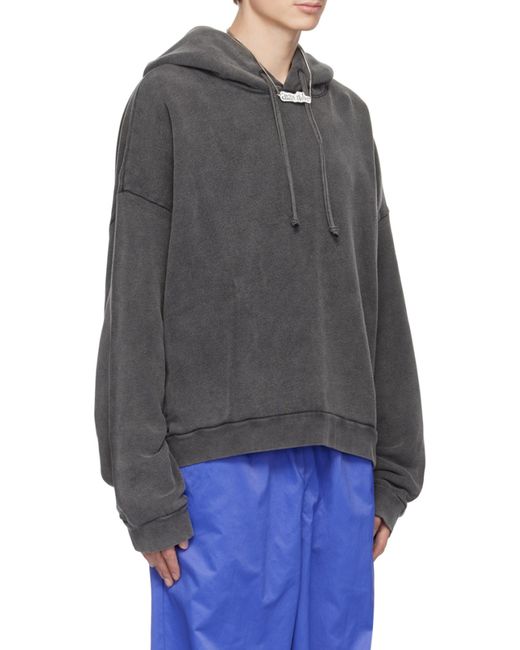 Acne Gray Logo Patch Drawstring Hoodie for men