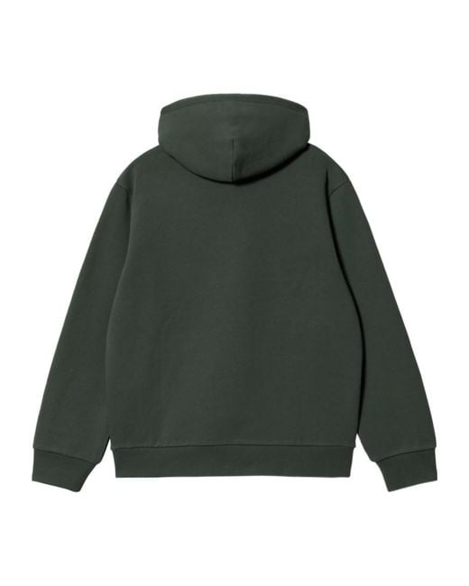 Carhartt Green Logo Embroidered Drawstring Hoodie for men