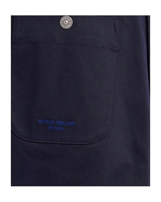 Stone Island Blue Elastic Waist Casual Pants for men