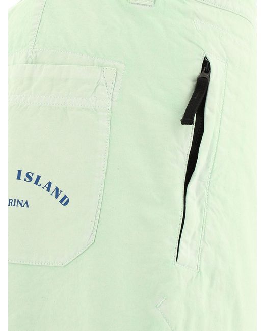 Stone Island Green Straight-Leg Cotton Trousers for men