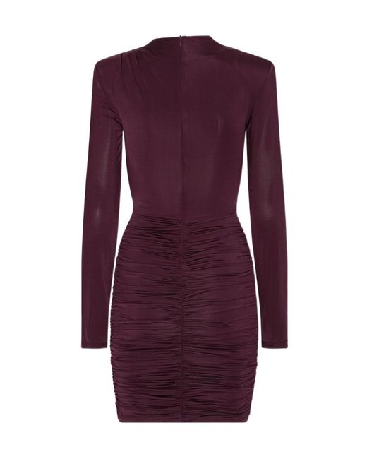 ROTATE BIRGER CHRISTENSEN Purple Draped Ruched Mini Dress