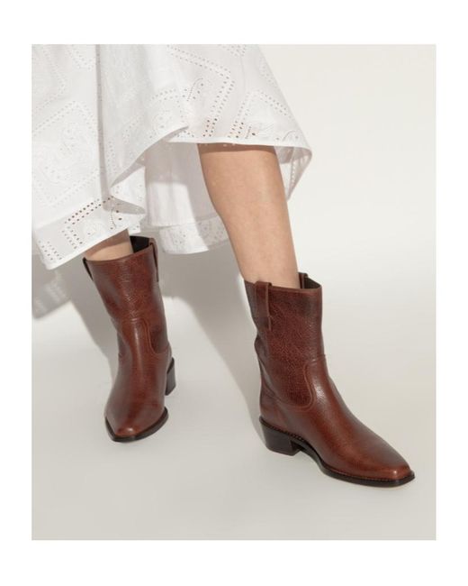 Tory Burch Brown 40Mm Pointed-Toe Leather Ankle Boots