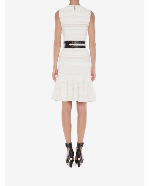 McQueen White Striped Mini Dress