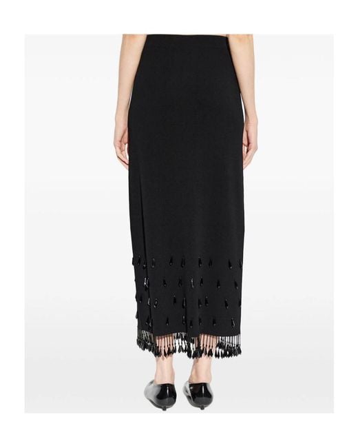 By Malene Birger Black Fringed Skirt