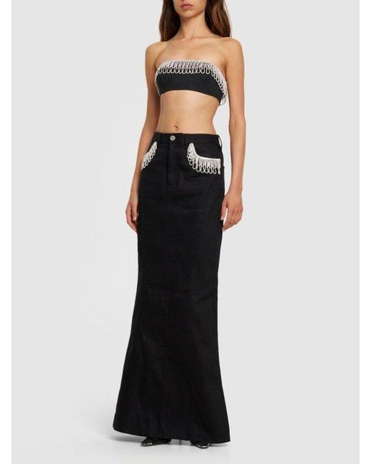 ROTATE BIRGER CHRISTENSEN Black Crystal Embellished Tube Top