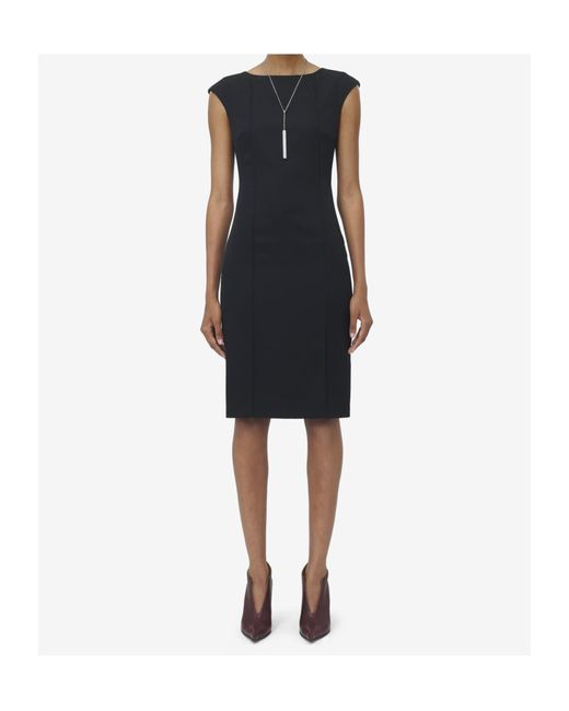 McQueen Black Wool Pencil Mini Dress