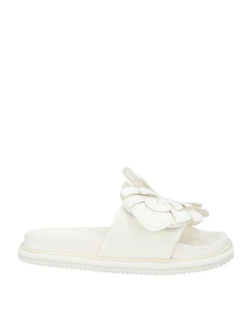 Farm Rio White Solid Color Slide Sandals