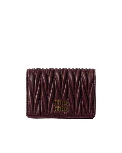 Miu Miu Purple Small Matelassé Nappa Leather Wallet