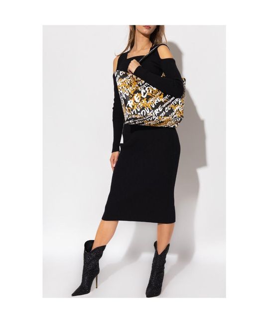 Versace Jeans Blue Couture Open-Shoulder Knitted Jumper