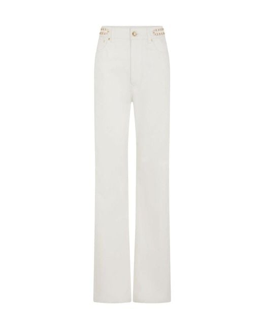 Rabanne White Paillette-Embellished Flared Denim Jeans
