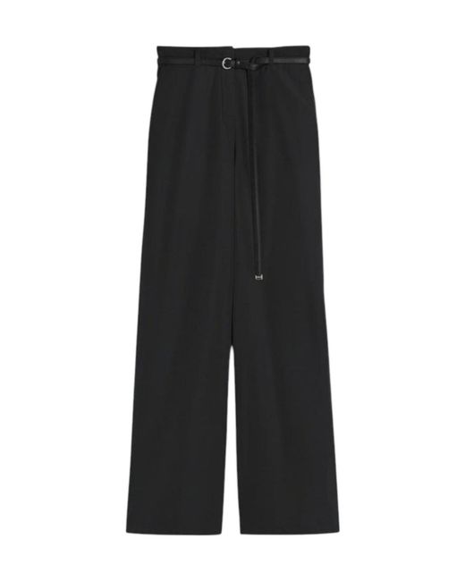 Max Mara Black Studio High-Rise Belted Wide-Leg Pants