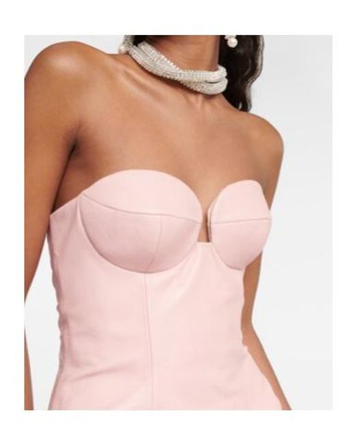 Magda Butrym Pink Leather Bustier Midi Dress