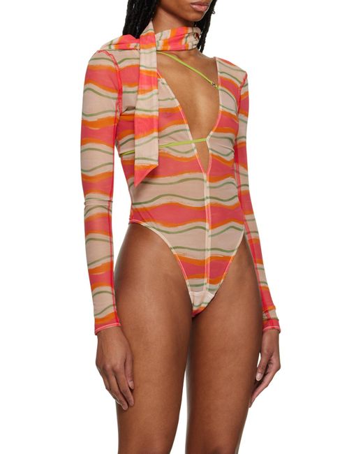 Jacquemus Orange Le Abanaba Semi-Sheer Bodysuit