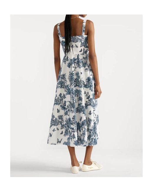 Dior Blue Iviera Mid-Length Flared Dress