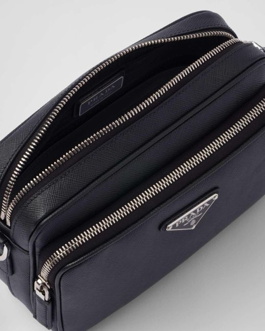 Prada Black Triangle-Logo Zipped Shoulder Bag for men