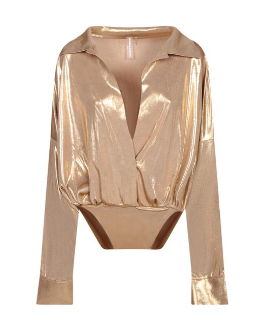 Norma Kamali Natural Deep V-Neck Bodysuit