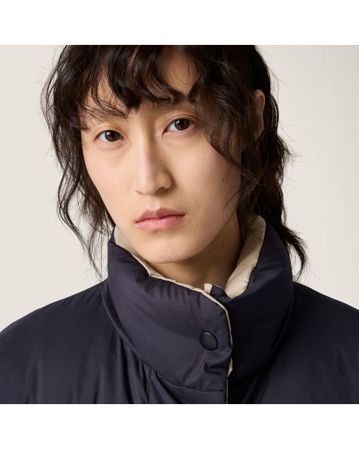 Miu Miu Blue Reversible Technical Pongé Down Jacket