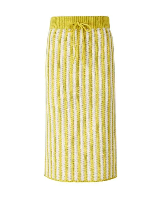 Fabiana Filippi Yellow Striped Knitted Drawstring Midi Skirt