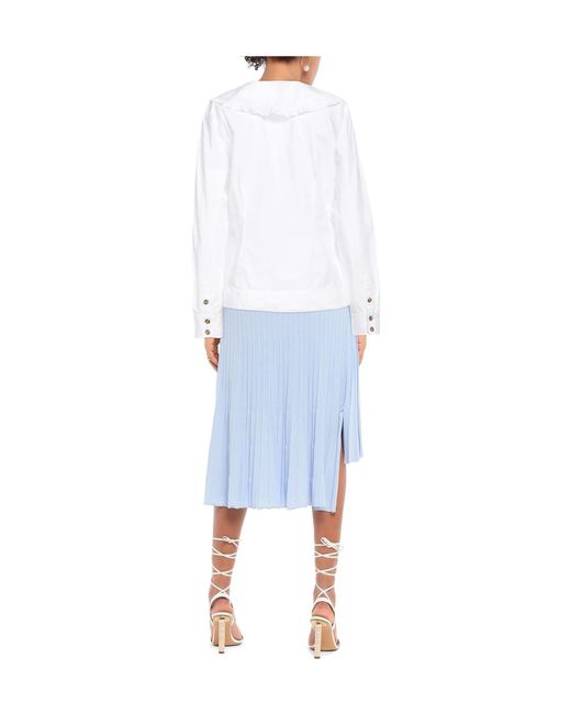 Ganni White Solid Long Sleeve Shirt