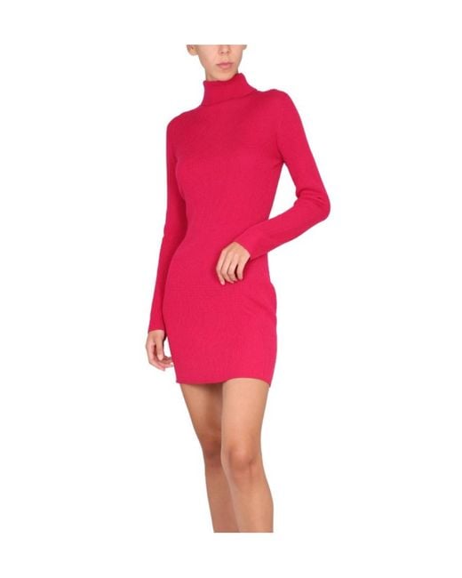 DSquared² Pink Turtleneck Knit Mini Dress