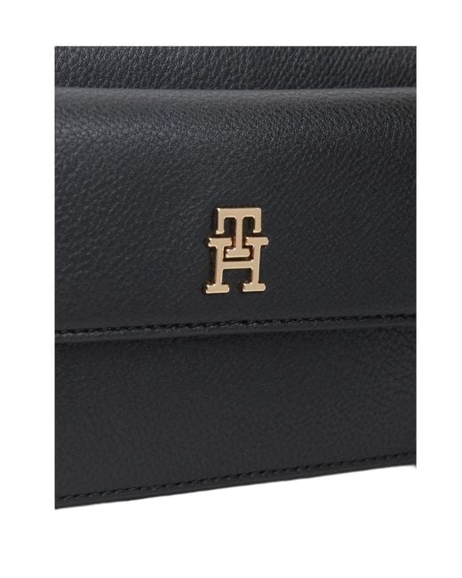 Tommy Hilfiger Black Logo-Plaque Shoulder Bag