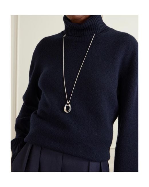 Jil Sander White Horseshoe-Pendant Necklace