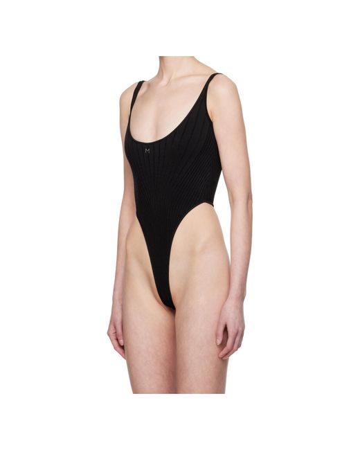 Mugler Black Ribbed Knitted Romper