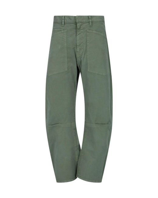Nili Lotan Green Casual Pants With Waist And Loop Straps