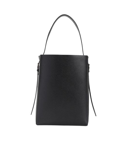 Valextra Black Open Top Medium Bucket Bag