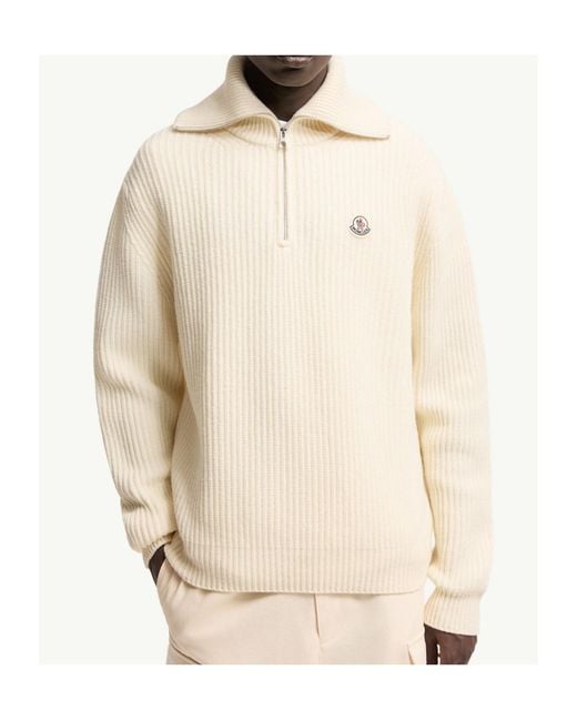 Moncler Natural Logo Rib Wool Turtleneck for men