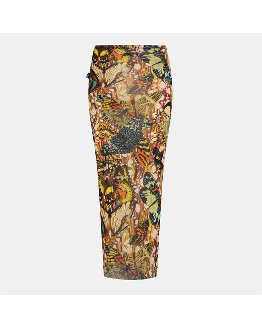 Jean Paul Gaultier Metallic Printed Midi Skirt
