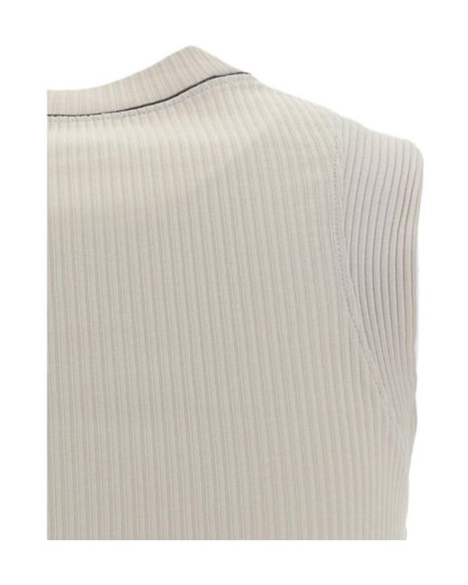Brunello Cucinelli Gray Knitted Crewneck Tank Top