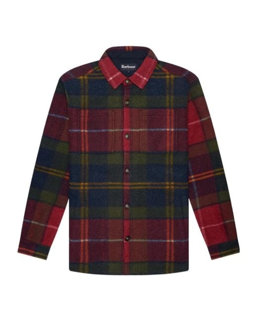 Barbour Red Check-Pattern Shirt Jacket for men