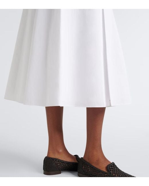 Vince White Cotton Poplin Midi Skirt