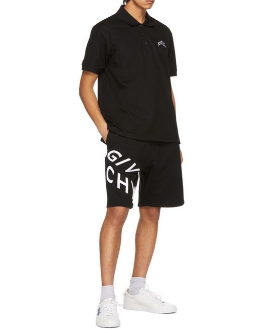Givenchy Black Refracted Logo Cotton Shorts for men