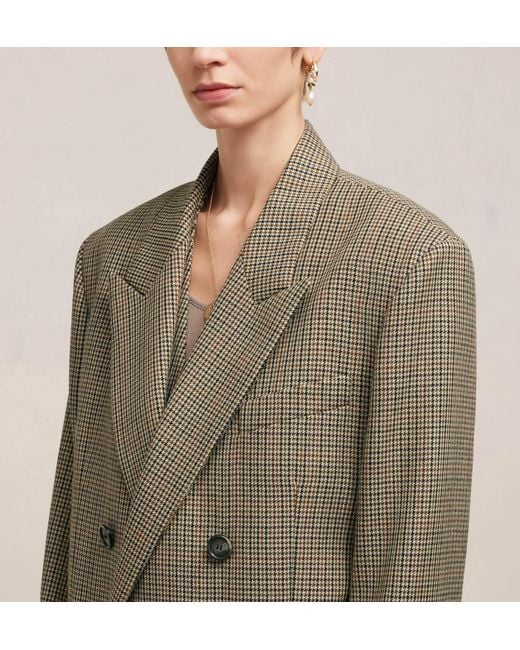 AMI Green Houndstooth Double Breasted Blazer