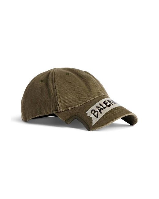 Balenciaga Green Masking Tape Distressed Baseball Cap for men
