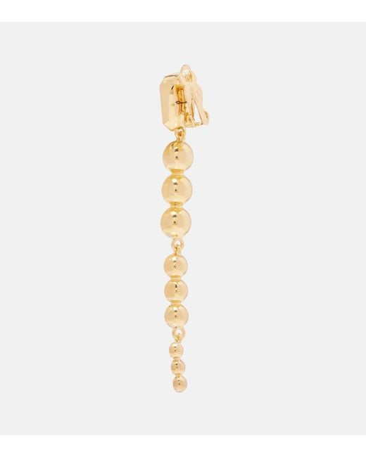 Oscar de la Renta White Crystal-Embellished Clip-On Earrings