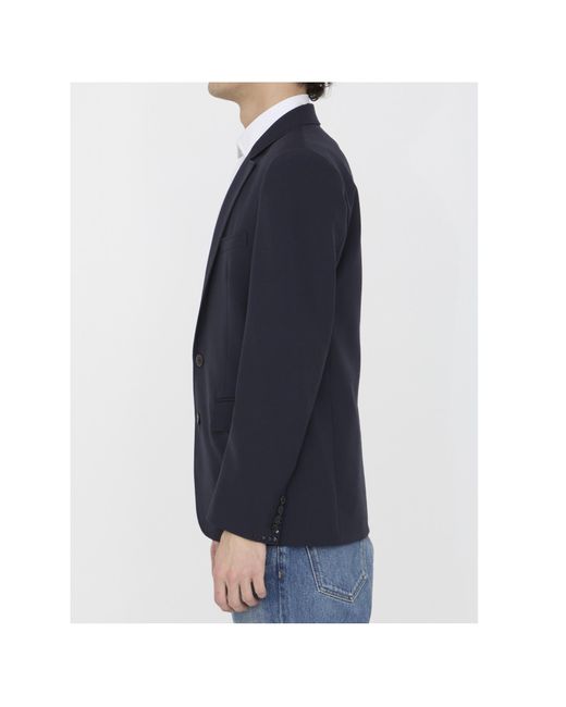 Valentino Blue Single-Breasted Long-Sleeved Jacket for men