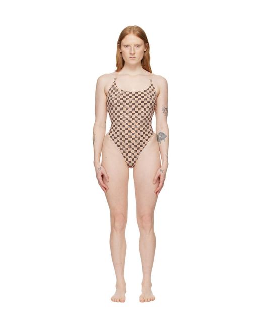 M I S B H V Natural Signature Monogram One Piece Swimsuit