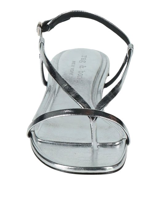 Rag & Bone White Metallic Leather Single-Strap Sandals