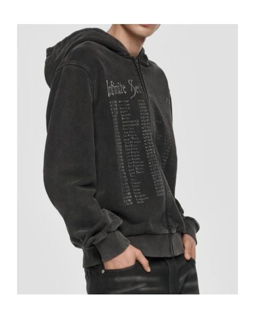 M I S B H V Gray Graphic-Print Zip-Up Hoodie for men