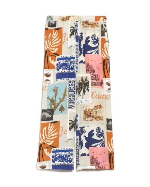 Weekend by Maxmara White Geometric-Print Trousers