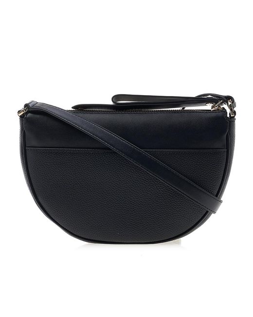 Michael Kors Black Leather Logo-Plaque Saddle Bag